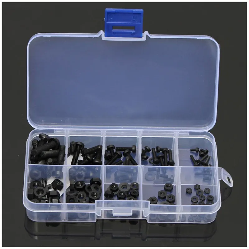 HOT-150Pcs M2 M2.5 M3 M4 M5 нейлон Болт шестигранный винт гайка противостояние ассортимент