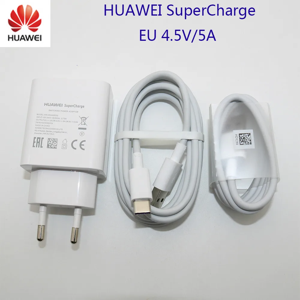 

22.5W Huawei Supercharge Mate 9 10 20 P10 Plus P20 Pro Honor V10 Fast Quick Super Charger 4.5V 5A USB 3.0 Type C Cable зарядное