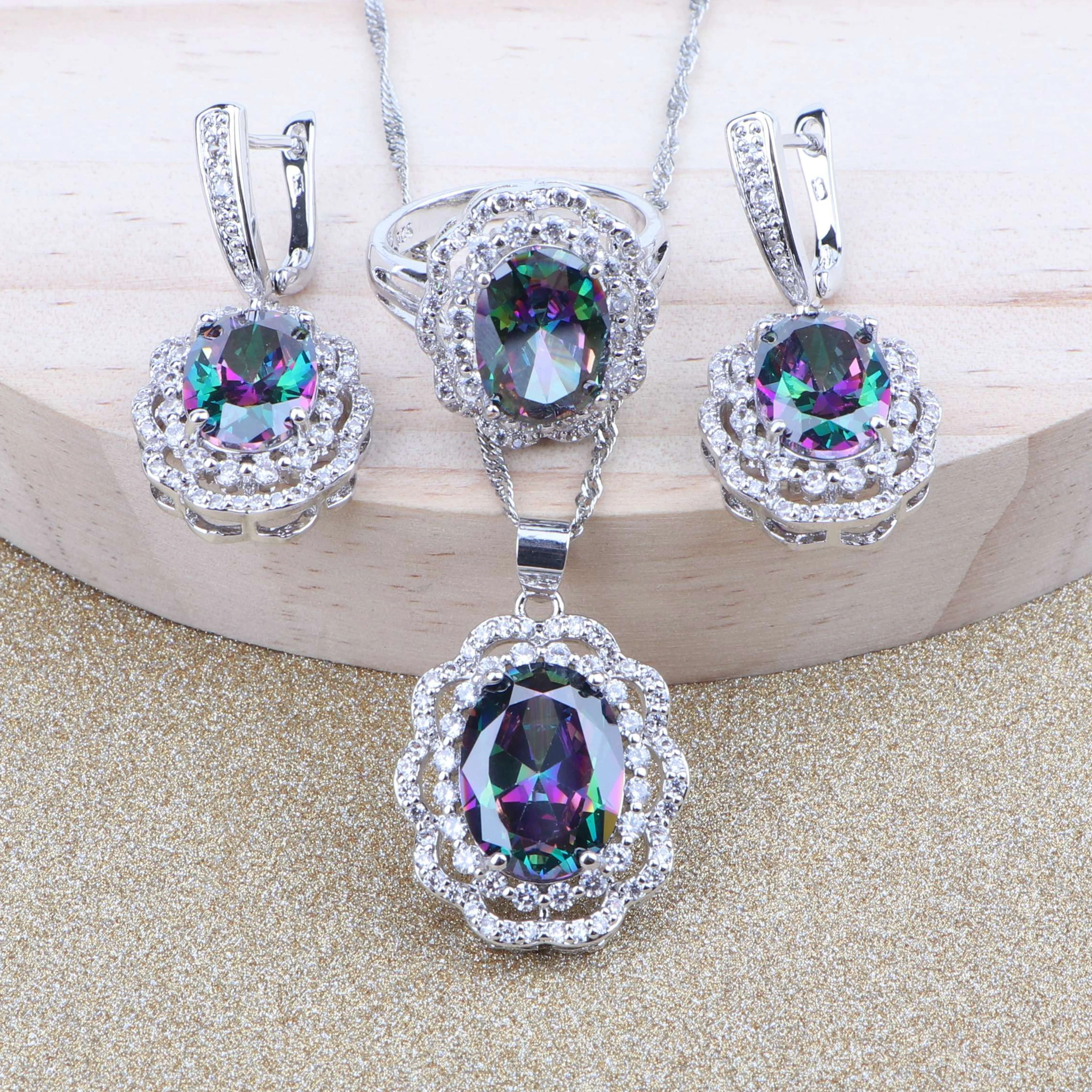 Женский ювелирный комплект из колье серёг и браслета серебра 925 пробы | Украшения