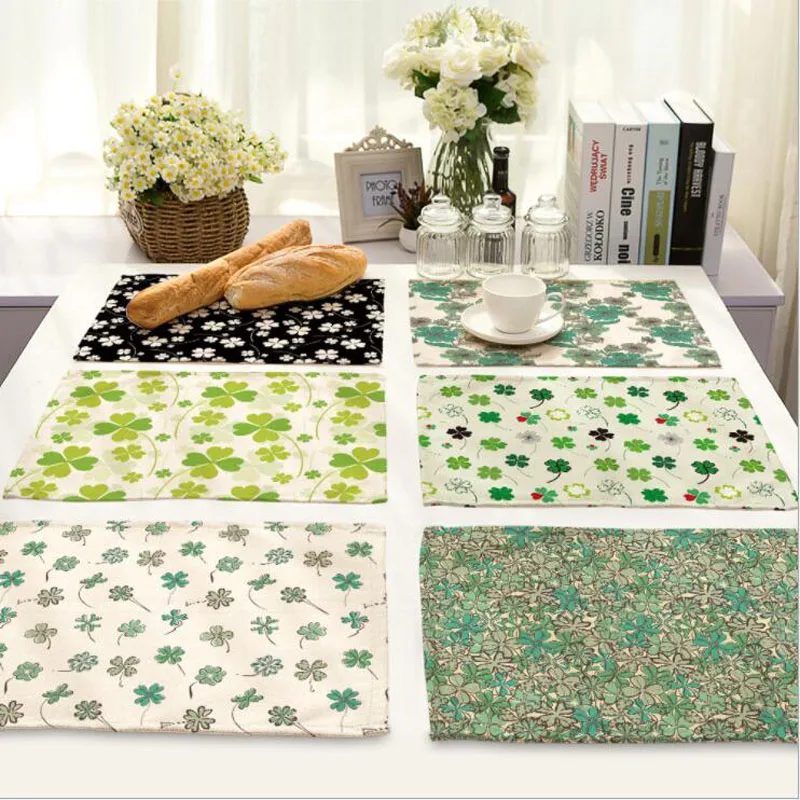 

New Four leaf clover placemat Fabric coaster Table decoration mat Kitchen Posavasos Manteles individuales Onderzetters H300