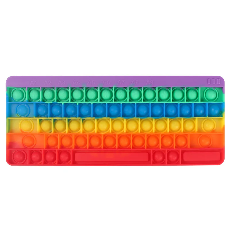 

4 Color Keyboard Pop Fidget Toys Pack Square Antistress Push Bubble Rainbow for Hands Pops Reliver Stress for Kids Adults
