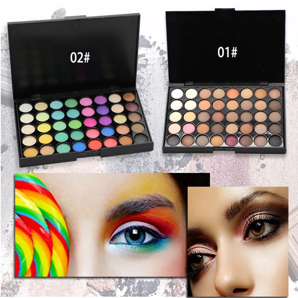 

40 цветов матовые тени для век Палитра блестящие тени для век Румяна Алмазный мерцающий Макияж Косметика неоновые тени для век Палитра для н...
