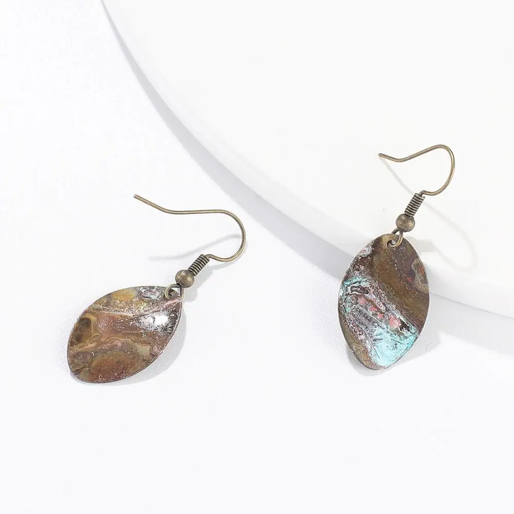 Женские винтажные металлические серьги с патиной медные подвеской богемные