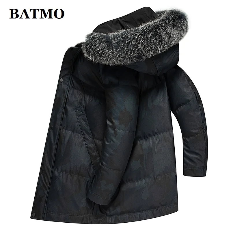 BATMO 90% белый утиный пух и Лисий меховой воротник с капюшоном куртки мужские зимние