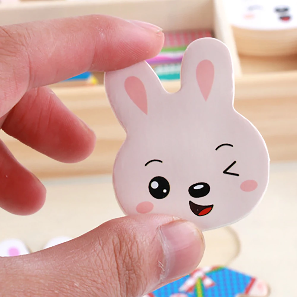 

Montessori Toys Children Toy Cartoon 4 Rabbit Dress Changing Jigsaw Puzzle Wooden Toy For Children Gifts