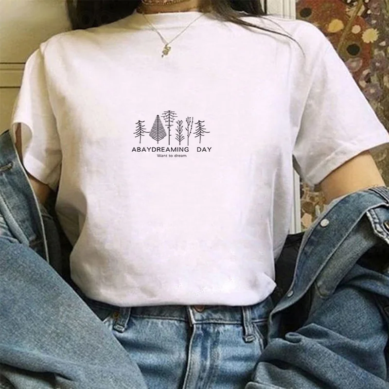 

Printed T-shirt T-shirts With Short Sleeves Women's Fashion Summer Sleeve Woman Kawai Women-clothing Female Tops Crop Top 2021