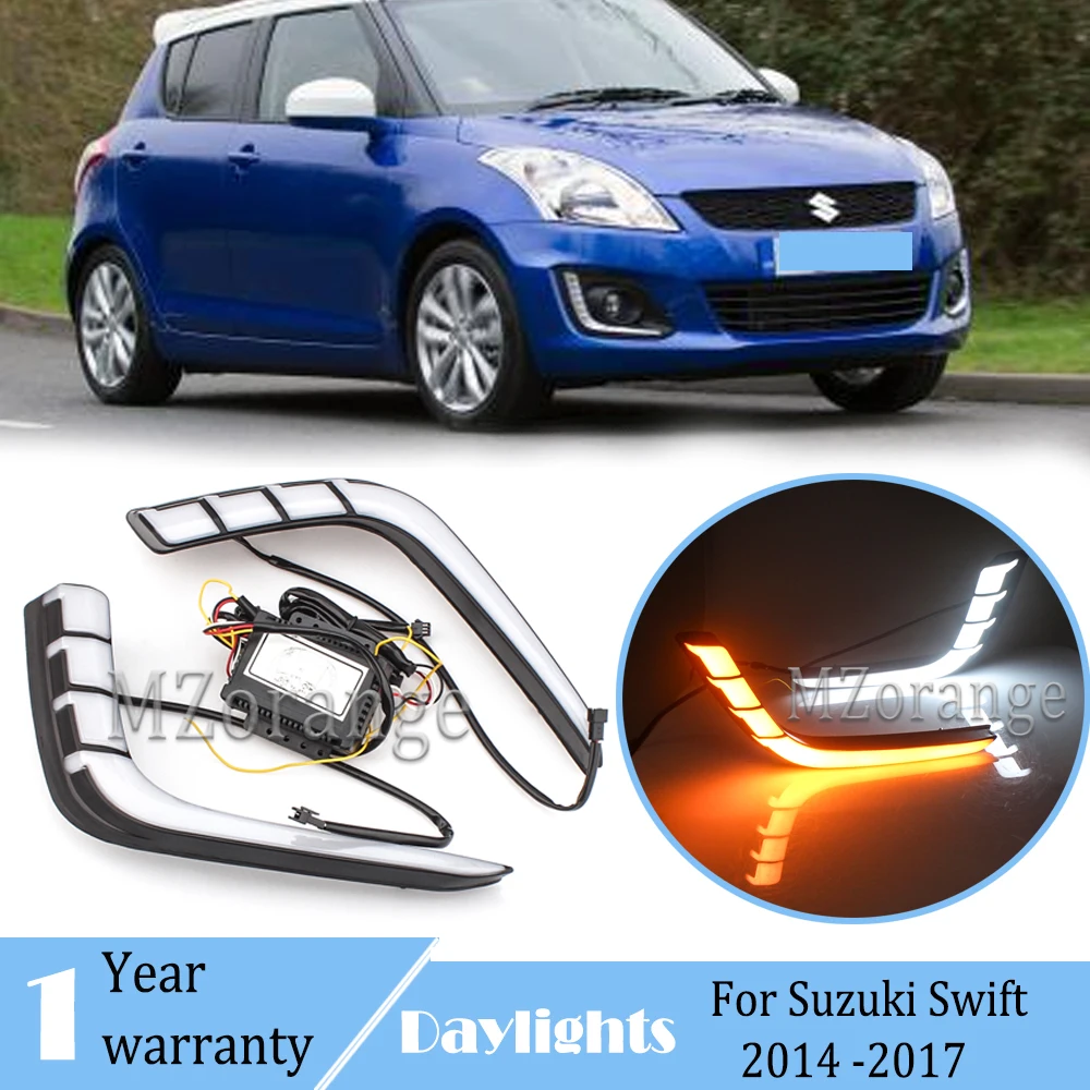 Luces LED antiniebla dinámicas DRL, luz diurna con relé de señal de giro, impermeable, para Suzuki Swift 2014, 2015, 2016, 2017