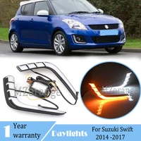 for suzuki swift 2014 2015 2016 2017 led dynamic drl fog lights daytime running light with turning signal relay waterproof