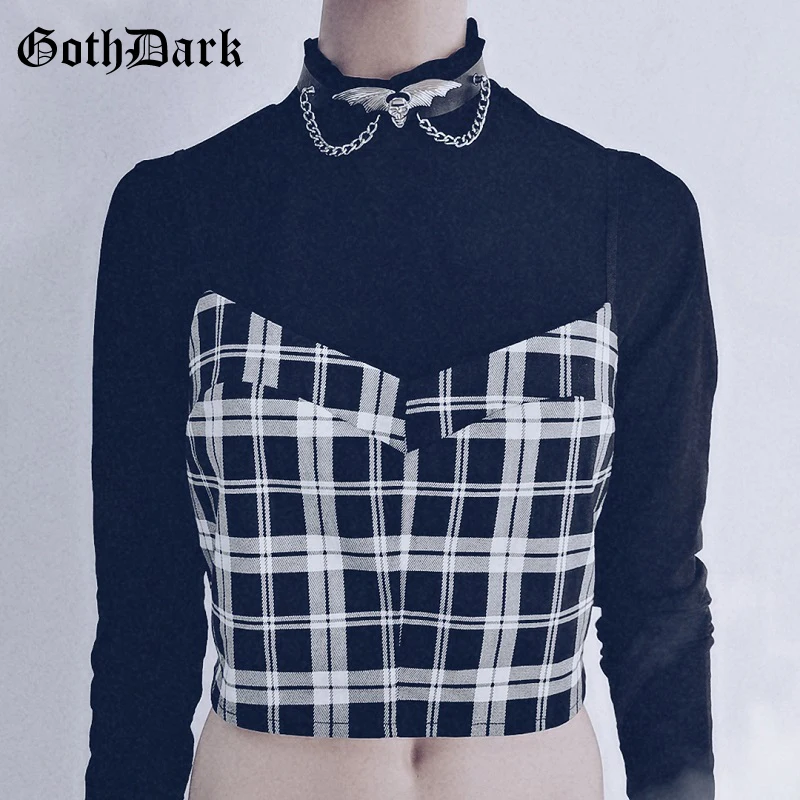 Женский комплект из двух предметов Goth Dark черный укороченный топ с высоким