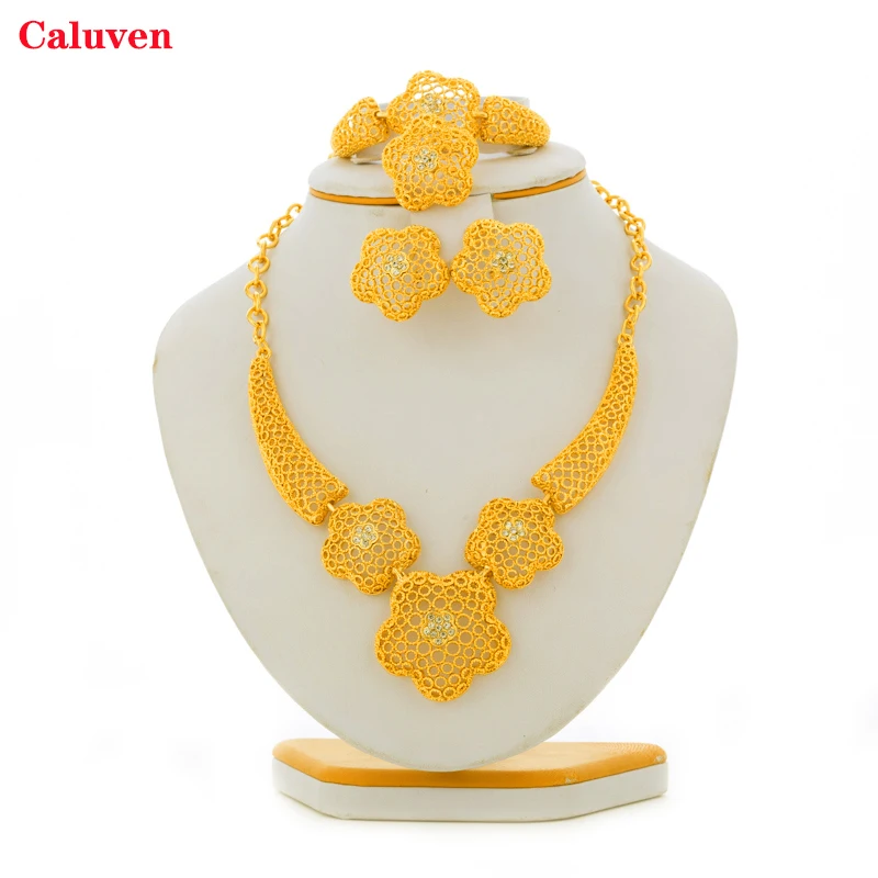 Женский ювелирный комплект из колье и серёг под золото|Ювелирные наборы| |