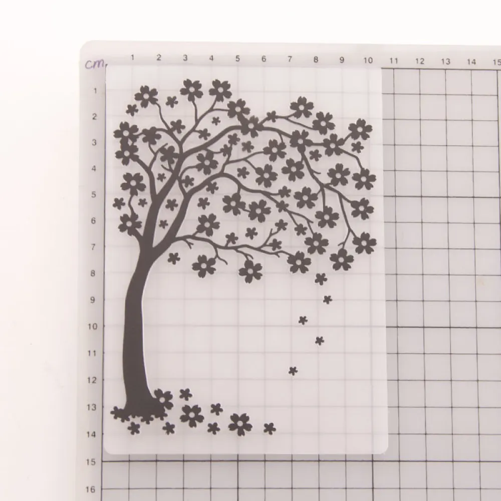 Большой пластиковый фон с деревом для рукоделия изготовление открыток