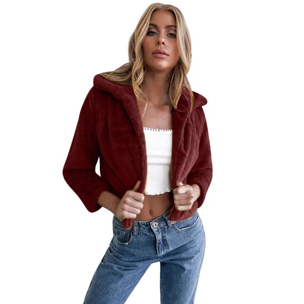 KANCOOLD Женская Зимняя мода с длинным рукавом отворотом пушистая Сексуальная