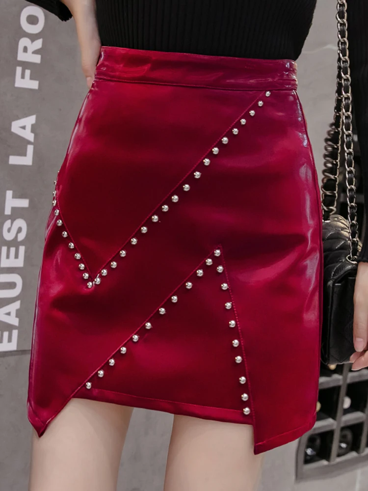 Новинка 2019 зимняя женская юбка из искусственной кожи Женская трапециевидной