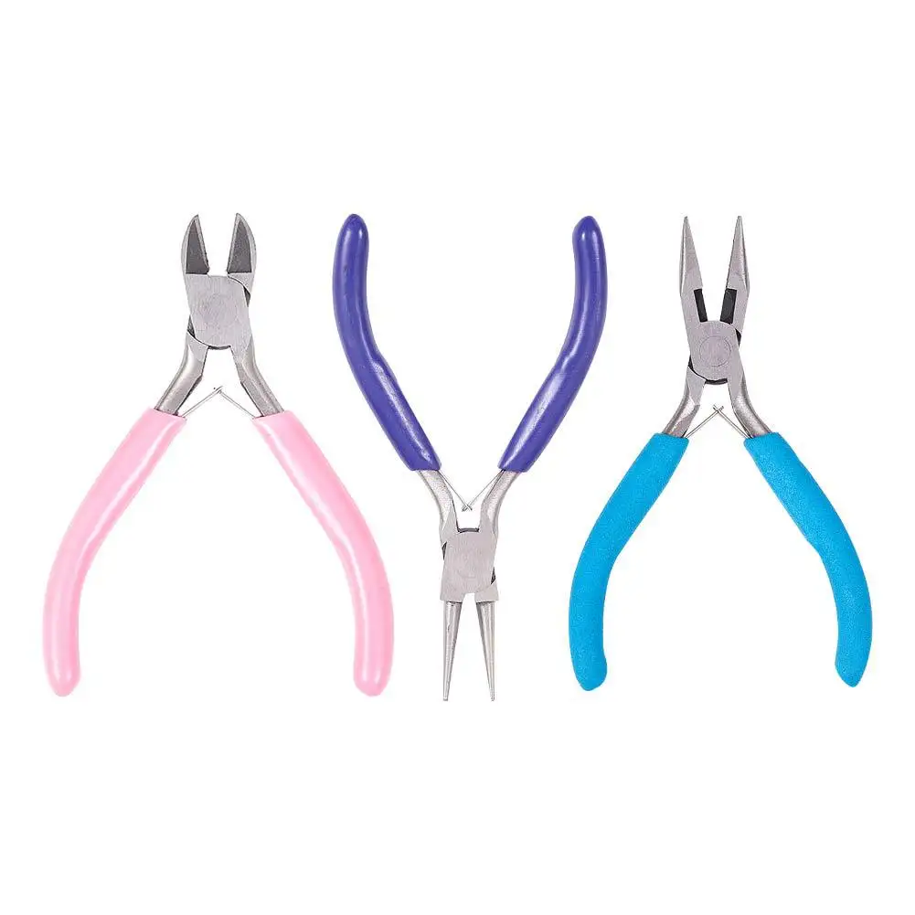 

High Carbon Steel Jewelry Pliers 3pcs Kit DIY Jewelry Making Tool Set Needle/Round Nose Diagonal Pliers Handmade Hardware Tools
