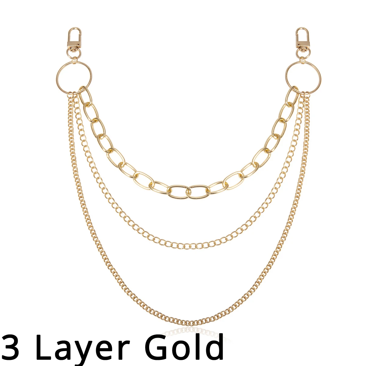 3 Layer Gold Женские панковские штаны с цепочкой, женские хип-хоп брюки с кисточками, серебряная с золотом цепь для штанов, женские крутые металлические цепочки на джинсах 290 - Цвет: 3 Layer Gold