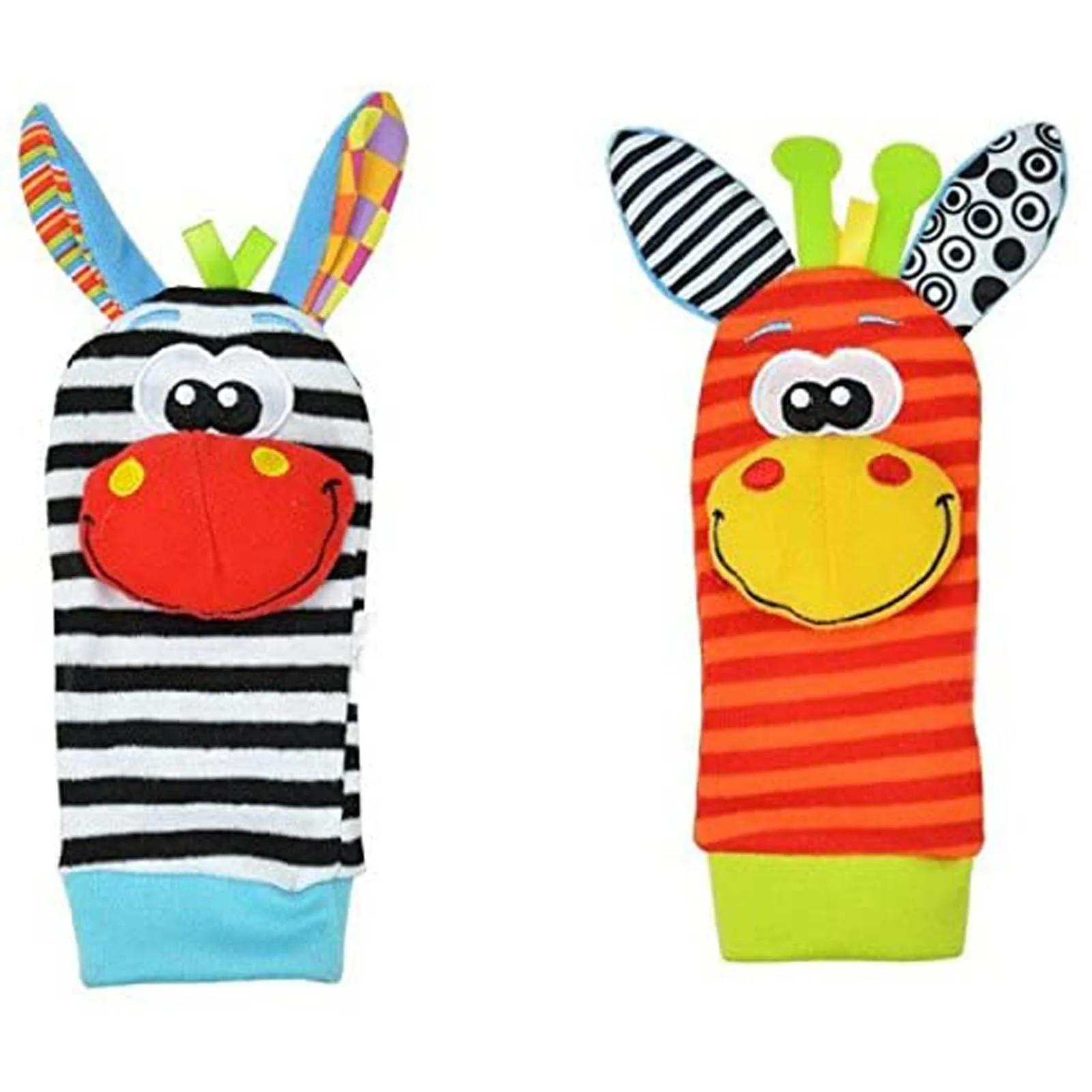 

4 Pieces Socks And Suitable For 0-6 Months Baby Built-in Rattles Infant Baby Kids Wrist Rattle And Foot Socks 0~24 Months