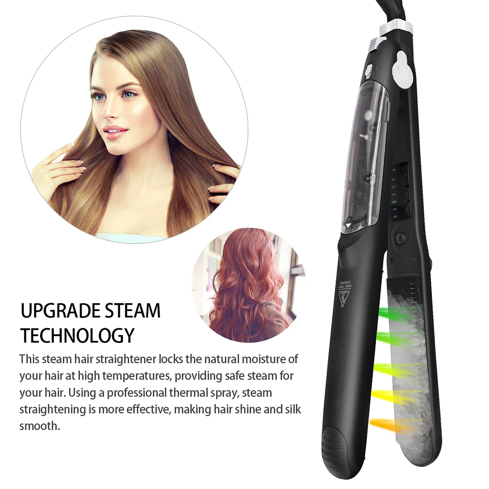 

Professional Hair Straightener Steam Flat Iron Hair Straightening Iron Brush Titanium Ceramic Hair Straight Styler Steam Comb