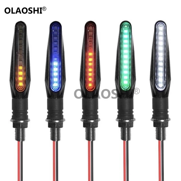 

2 шт. светодиодный Сигналы поворота для мотоцикла светильник 12 SMD проблесковый маячок "бегущая вода" мигалка IP68 гибкие мотоциклетный мигающий светильник s