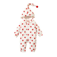 cute baby girls casual strawberry romper infant long sleeve jumpsuit hoodies newborn baby clothes christmas baby girl romper