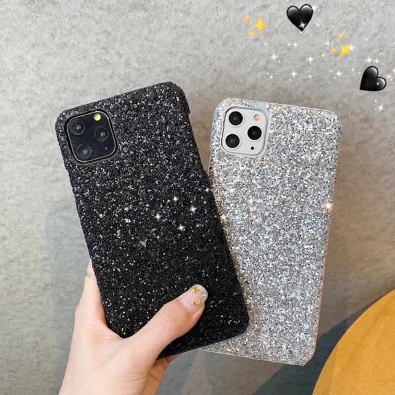 Чехол для телефона iPhone 11 Pro Max XR X XS 6s 7 8 Plus Блестящий жесткий чехол с блестками Samsung S