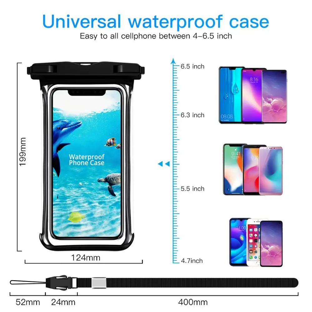 

Waterproof Phone Case For Iphone Samsung Xiaomi Swimming Dry Bag Underwater Case Water Proof Bag Mobile Phone Pouch Cover