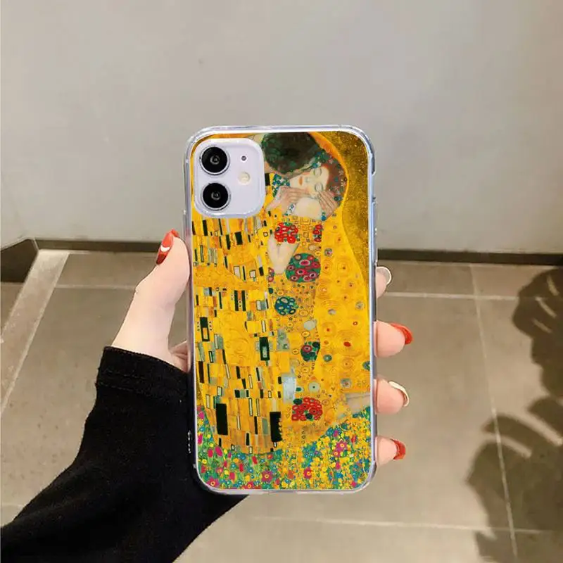 

Kiss by Gustav Gustav Klimt kiss Phone Case Transparent for iPhone 6 7 8 11 12 s mini pro X XS XR MAX Plus