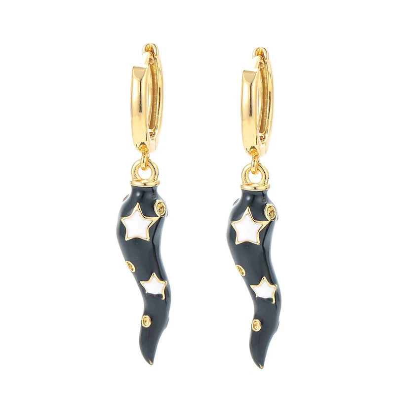 

ROMAD 2021 Trend Cute Enamel Star Pepper Pendant Dangle Earrings Personality Drop Earring Fluorescent Neon Yellow Aretes De Moda