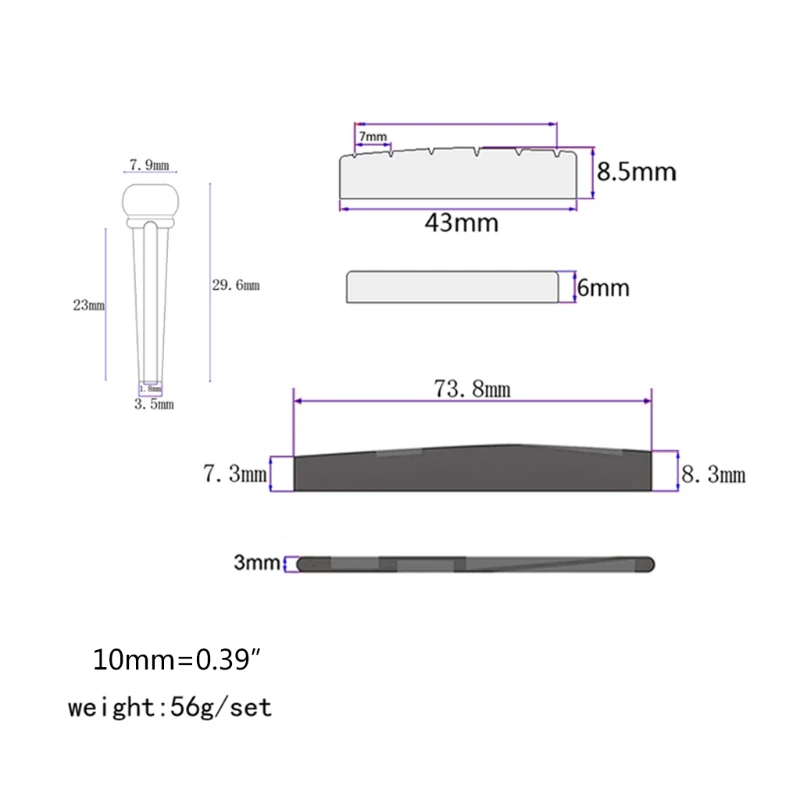 

6 String Classical Guitar Bridge Saddle And Nut Set Music Instruments Replacement Spare Part Golden Guitar Parts
