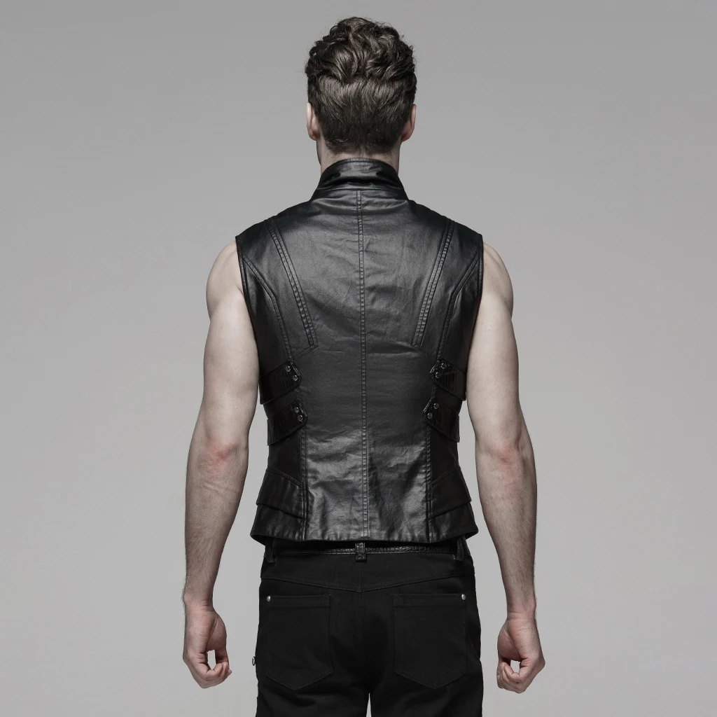 PUNKRAVE Мужской панк красивый жилет без рукавов тяжелый металлический имитация