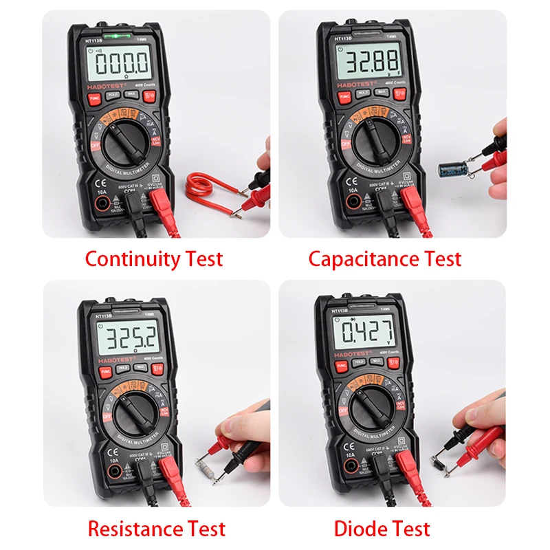 Тестер транзисторов мультиметр цифровой профессиональный True RMS 600 В 10 А AC/DC Ом