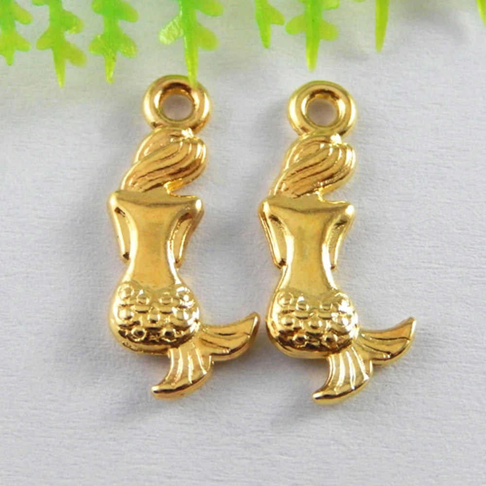 

Julie Wang 20PCS Gold Plated Alloy Mermaid Princess Charms Nautical Pendant Earring Dangle Bracelet Anklet Jewelry Making 20*8mm