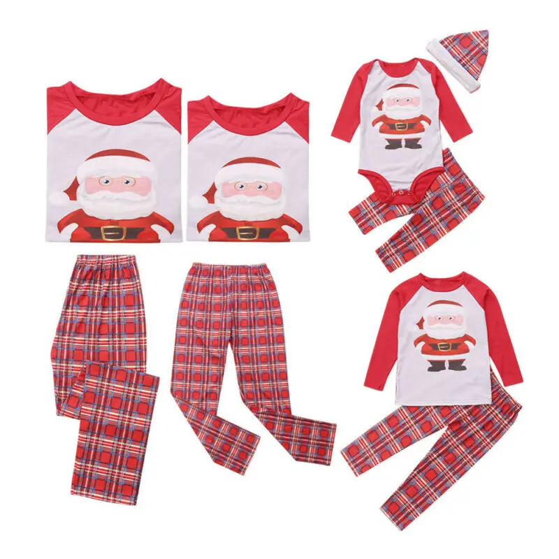 Emmababy; одинаковая Рождественская одежда для сна для всей семьи; одежда для сна для женщин и детей; Рождественская Пижама с Санта-Клаусом