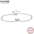 Женский браслет-бабочка ELESHE, браслет из стерлингового серебра 925 пробы с кристаллами и регулируемой цепочкой с милыми животными, модные ювелирные изделия в подарок