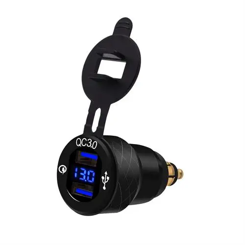 Автомобильное зарядное устройство QC 3 0 4.2A алюминиевый двойной USB мото