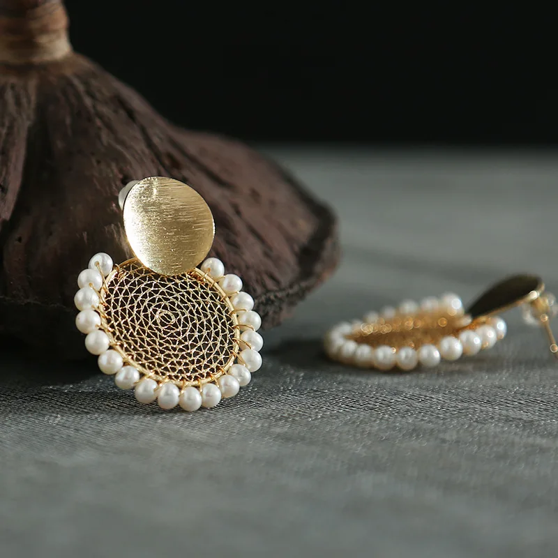 

Green Purple Natural Fresh Water Baroque Pearl Women's Drop Earrings Round Dangle Earrings For Young Girl Fashion Jewelry Gift