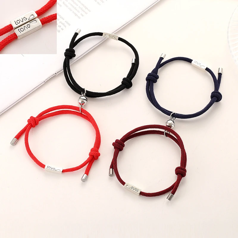 Подходящие браслеты на День святого Валентина магнитные вязаные с сердечками