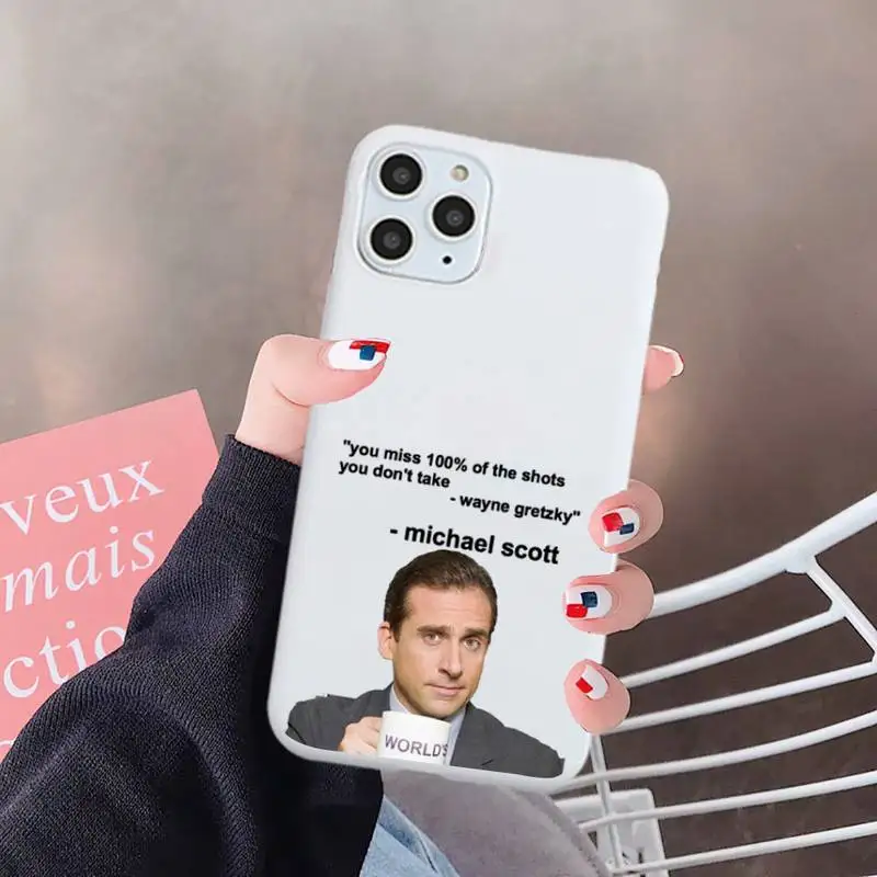 

The Office Phone Case White Candy Color for iPhone 6 7 8 11 12 s mini pro X XS XR MAX Plus