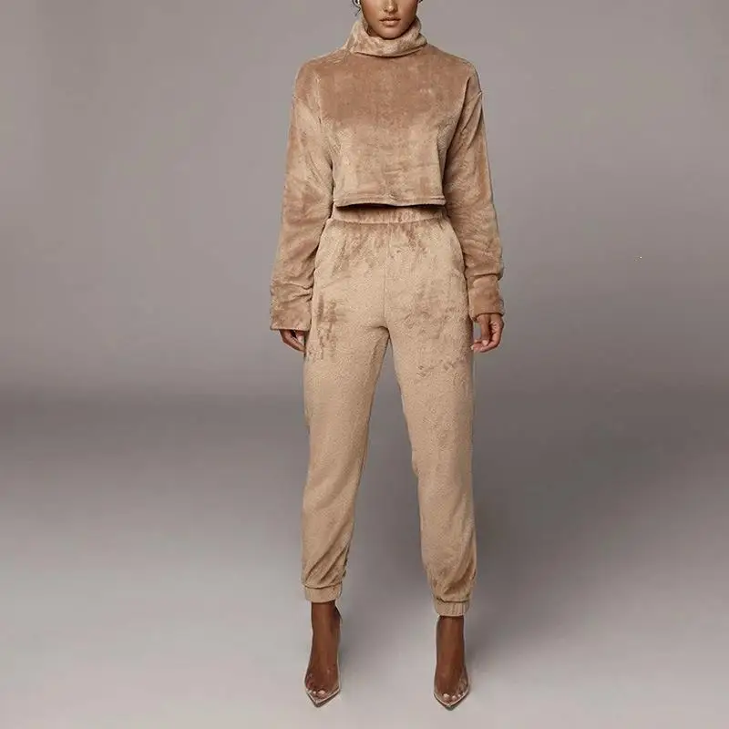 Осень 2019 Бархатный комплект из 2 предметов короткий женский спортивный костюм