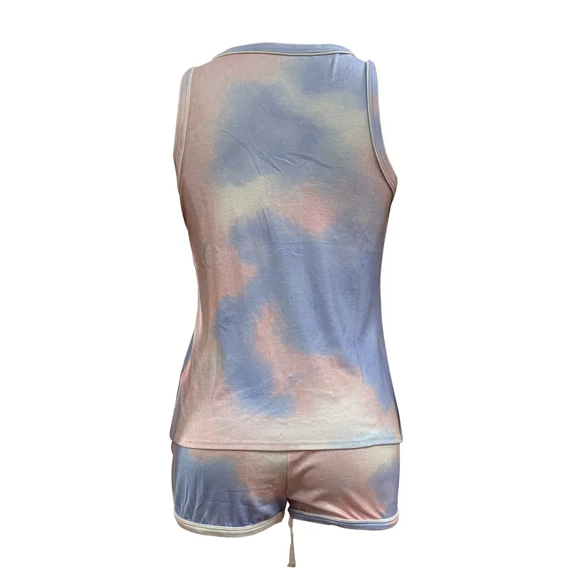 

K9668 AliExpress Hot Selling Tie-Dye Printed Pajamas Set Casual Sports Pajamas Two-Piece Women