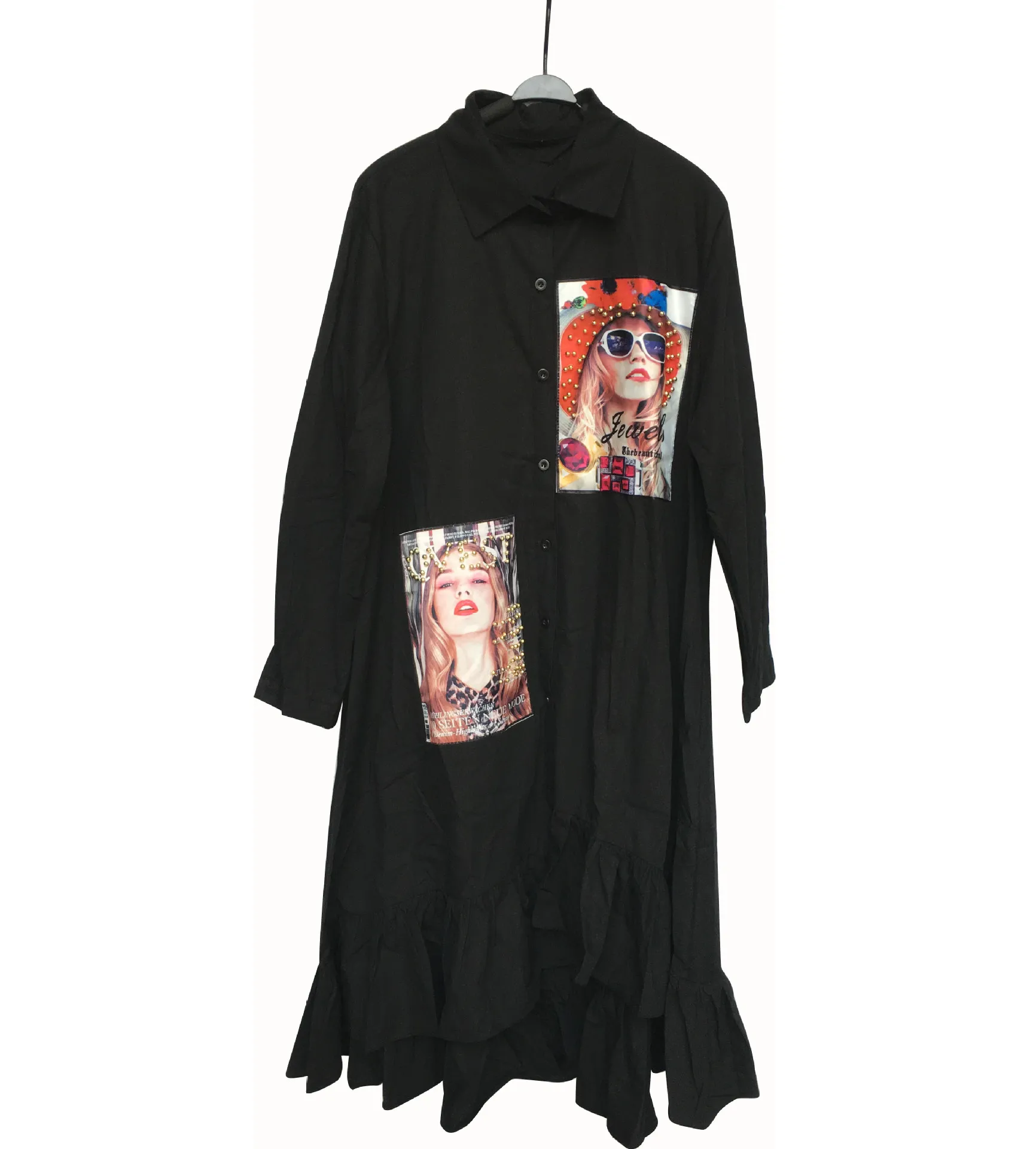 2020 Spring African Dresses for Women Print Clothing Fashion Ruffle Beading Irregular Cotton Shirt Blouse Dashiki Dress | Тематическая