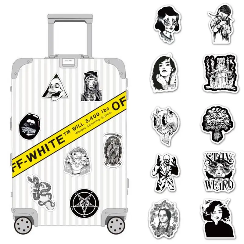 

100PCS Black White Anime Graffiti Stickers Luggage Laptop Decoration Stickers Children Punk Toys Kids Gift