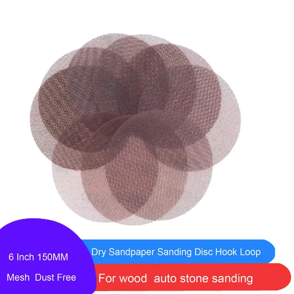 30 Pcs 6 Inch 150MM Mesh Sanding Discs Hook & Loop Abrasive Dust Free  Anti-Blocking Sharp Grinding Sandpaper for Car Wood Stone