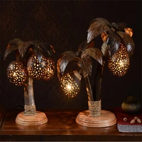 Coconut Tree Table Lamps Hand-carved Lighting Living Room Bedroom Dining Room Corridor Home Decoration Furniture Table Lights