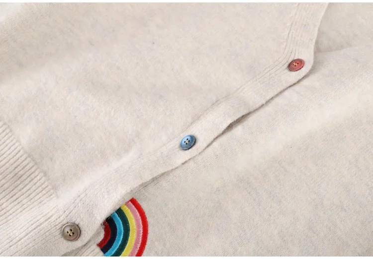 

2020 autumn and winter new sweater V-neck jacket Rainbow embroidery knit cardigan