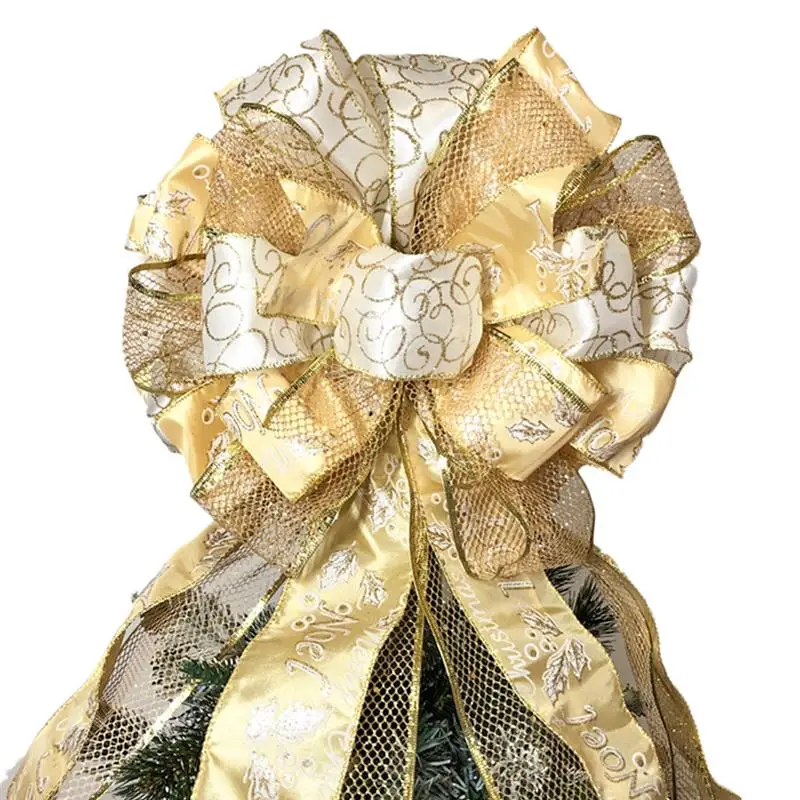 Макушка для новогодней елки большой двухголовый Рождественский бант