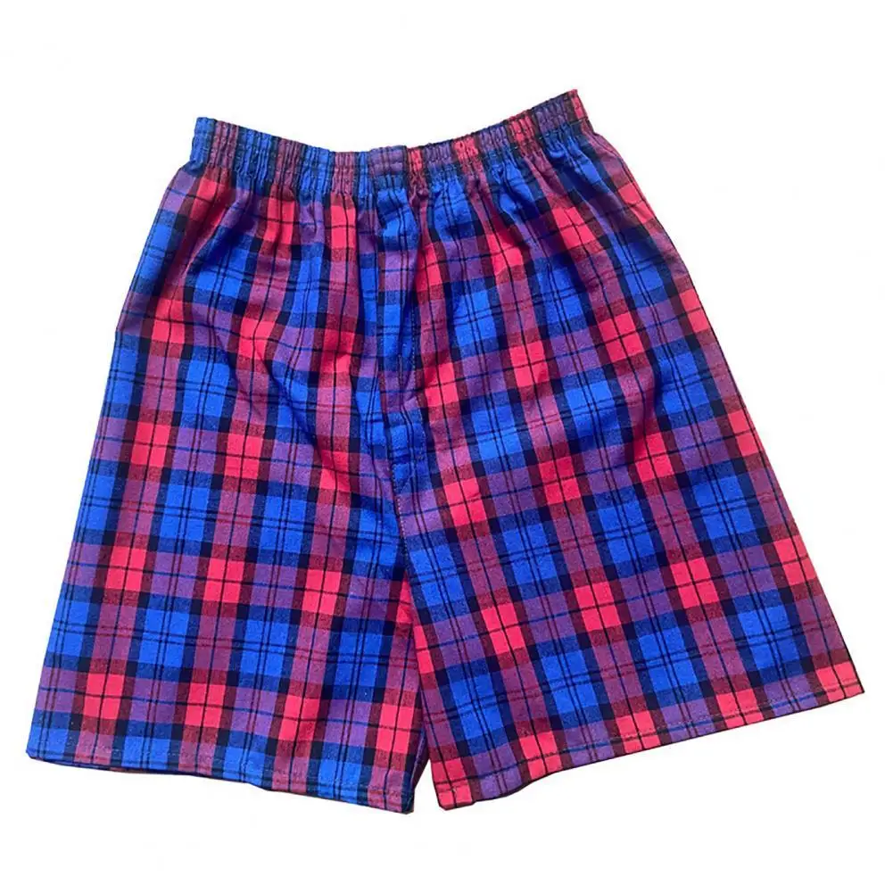 

Plus Size Men Boxers Plaid Printing High Waist Casual Lightweight Briefs Sleeping Pants Boxer Men Shorts