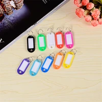 50pcs plastic keychain key tags id label name tags with split ring for baggage key chains key rings