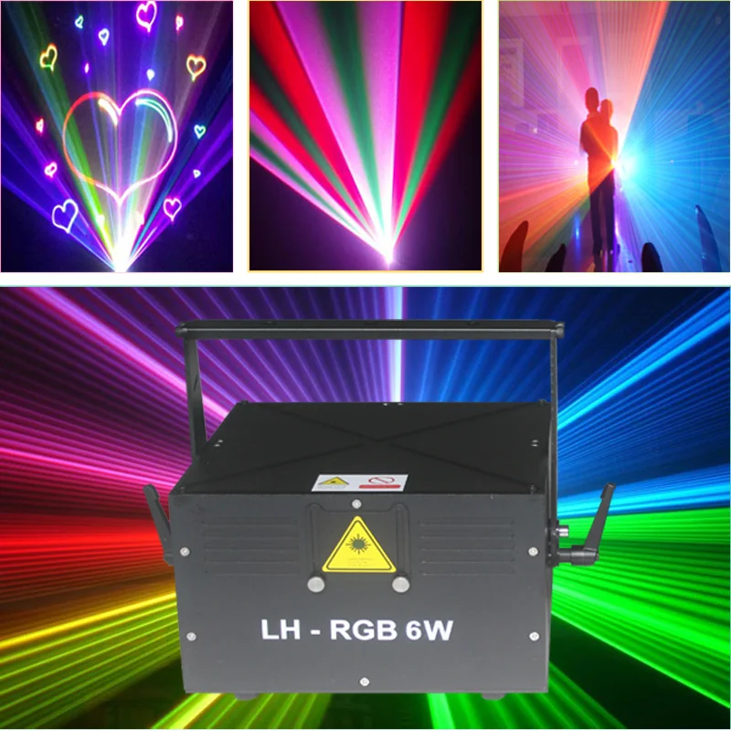 Бесплатная доставка 6 Вт ILDA + DMX512 мини RGB Полноцветный лазерный сценический
