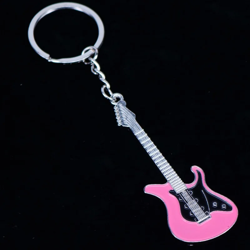 Мужские и женские Брелки для гитары Розовые синие красные черные брелки ключей