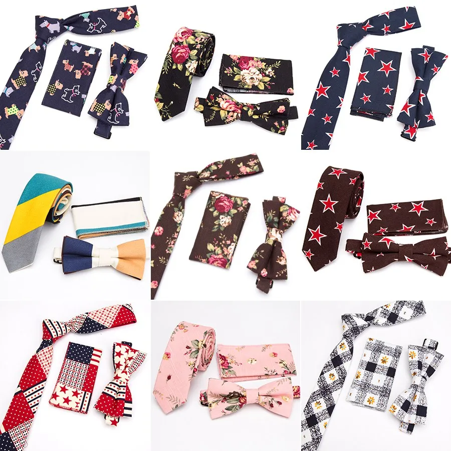

Men Tie Set Skinny Flower Rose Wedding Pocket Square Handkerchief Butterfly Necktie Gifts for Men